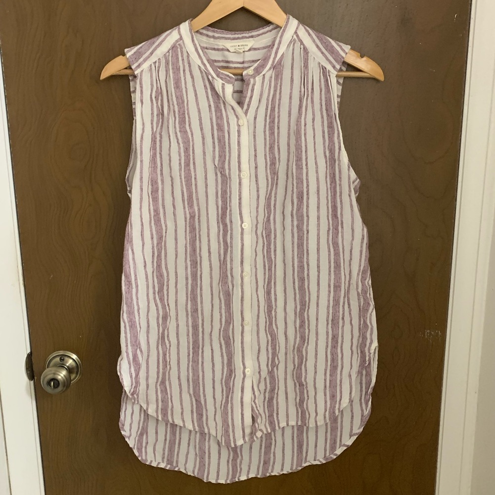 Lucky Brand Raspberry Multi Stripe Sleeveless Top - image 5